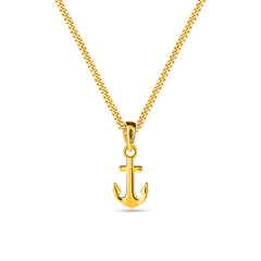 18k  gold plated 925 sterling silver micro anchor shape pendant necklace with miami curb link chain