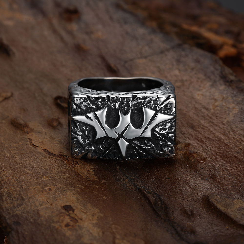 RECTANGULAR CRACKED BAT SIGNET RING BY SEVEN50 – SEVEN50