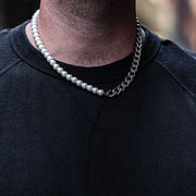 SEVEN50-HALF-WHITE-8MM-WHITE-PEARLS-AND--HALF-10MM--YELLOW-CURB-LINK-CHAIN--CHOKER-NECKLACES-FOR-MEN-AND-WOMEN