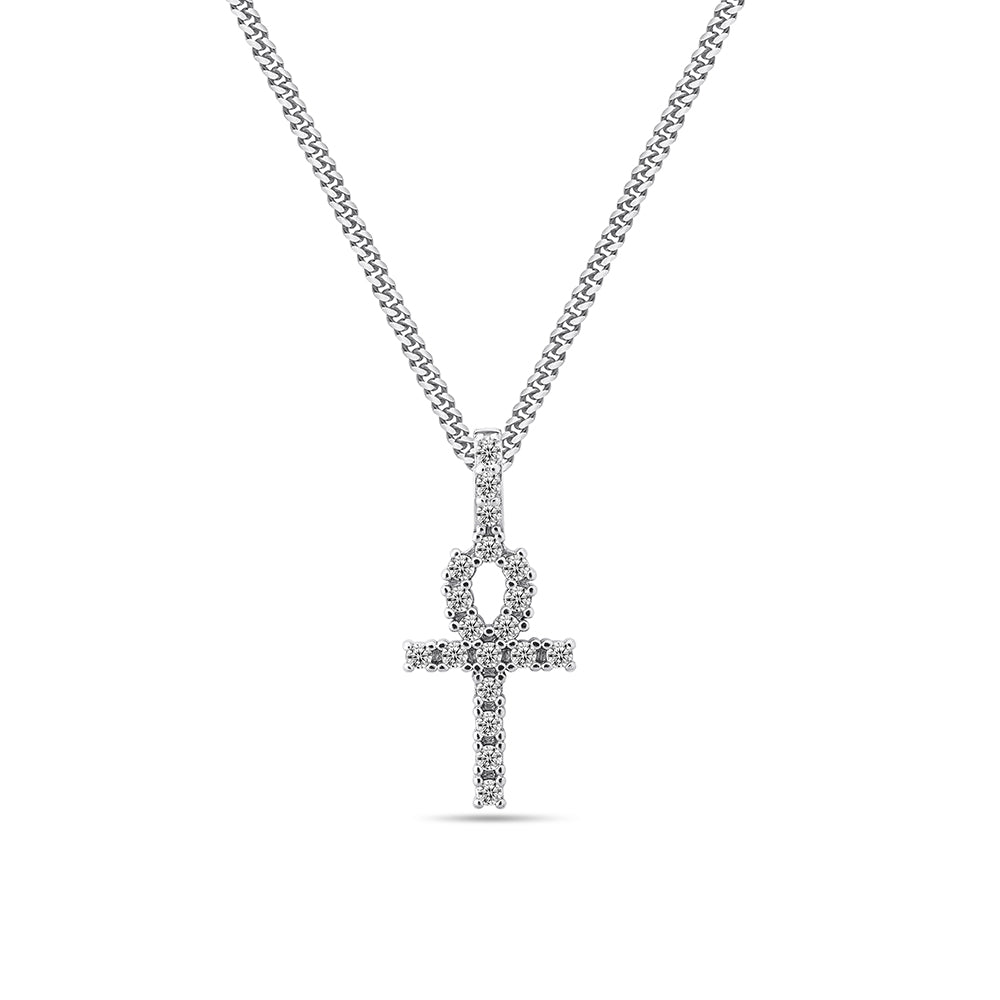 18k gold plated 925 sterling silver micro pave iced diamonds ankh cross ...