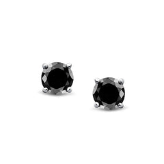 Sterling Silver Studs Earrings ,3mm-6mm Round Black Gold Solid 925 Sterling Silver Solitaire Stud Post Earrings Round Black Diamond CZ