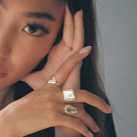 OVAL BLACK DIAMOND SIGNET RING by seven50 inspired by Alice Wang