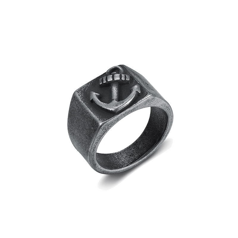 AGED RECTANGULAR ANCHOR SIGNET RING – SEVEN50
