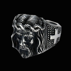 Jesus-head-stainless-steel-signet-Ring,-jesus-ring,-Jesus-Ring-Religious,-Ring-Men,-cross-religious-gold-crucifix-,-Gerusalem-cross