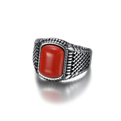Jewelry-Fashion-Gothic-Stainless-Steel-Square-Signet-Rings-with-Red-Stone-for-Men---Pinky-Ring-for-Me--Father's-Day-Gift-Gift-for-Dad
