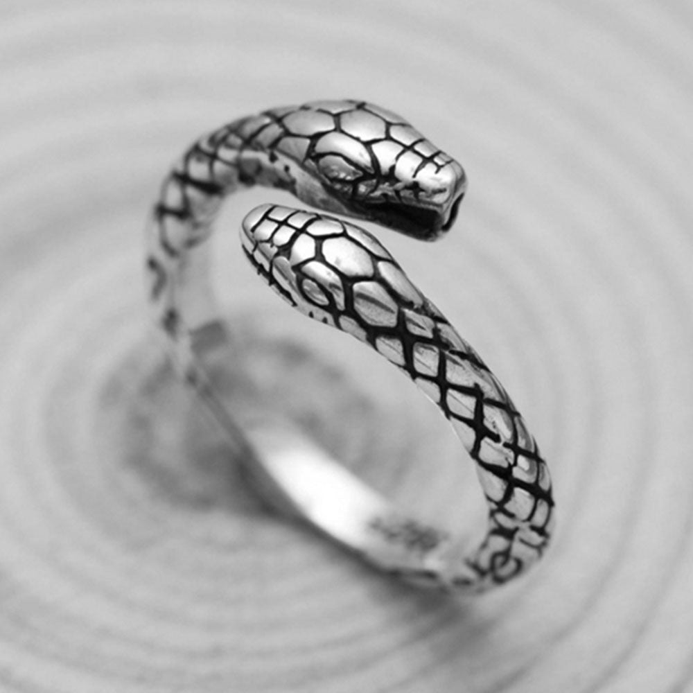 Stainless Steel Offset Snake Ring in White Color , Snake band ring , m ...