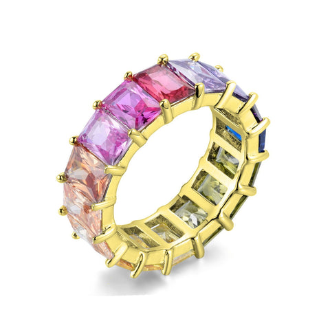MULTICOLORED ETERNITY STERLING SILVER BAND RING