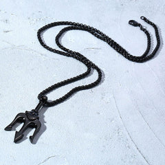 Mens-fashion-jewelry-black-fork--pendant-necklace-in-stianless-steel