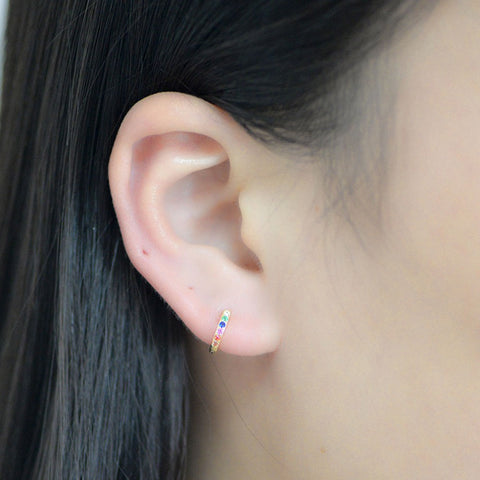 second hole earrings | tiny rectangle studs | Baguette shaped studs V-123 -  DLUXCA