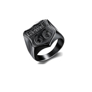 ROUTE 66 SIGNET RING BY SEVEN50 IN STAINLESS STEEL