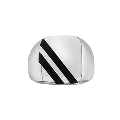 SQUARE SIGNET BLACK ONYX BARS RING by seven50