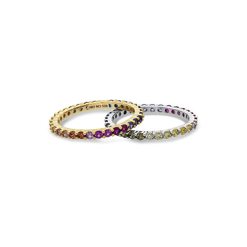 STERLING SILVER MULTICOLORED GEMSTONES ETERNITY BAND RING by seven50