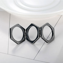 Connected Three Rings Hexagon Shape Band Ring
