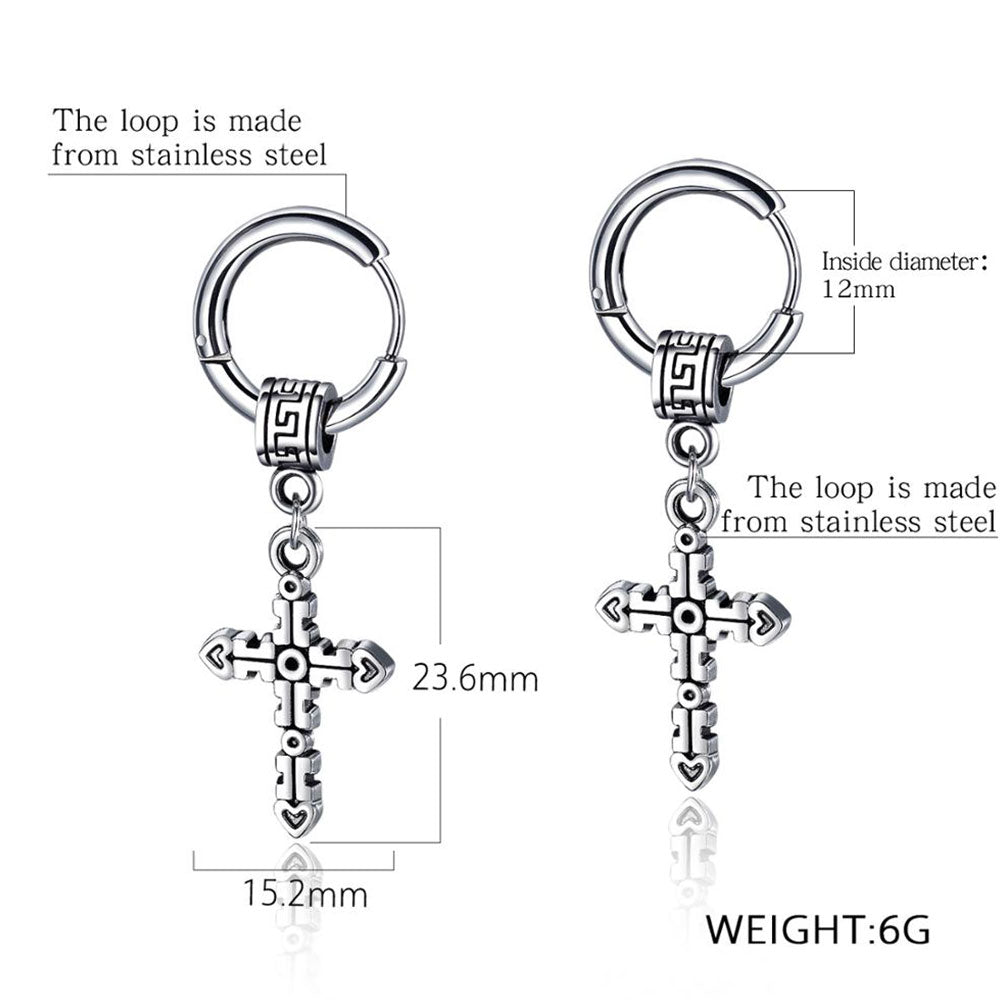GOTHIC CROSS STUDS HOOPS EARRINGS – SEVEN50