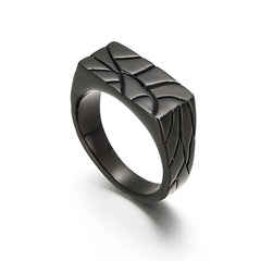 Stainless Steel Men's Fashion Rectangular Cracked Ring