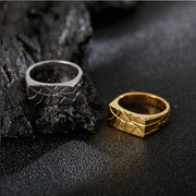 Stainless Steel Men's Fashion Rectangular Cracked Ring