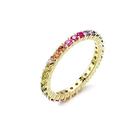 STERLING SILVER MULTICOLORED GEMSTONES ETERNITY BAND RING by seven50 ...