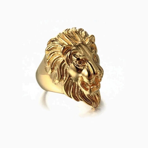 YELLOW LION HEAD RING IN STAINLESS STEEL BY SEVEN50