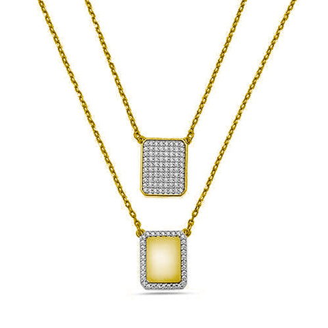 YELLOW SCAPULAR PAVE DIAMONDS CHAIN NECKLACE