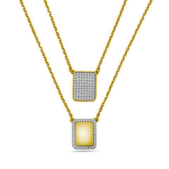 YELLOW SCAPULAR PAVE DIAMONDS CHAIN NECKLACE