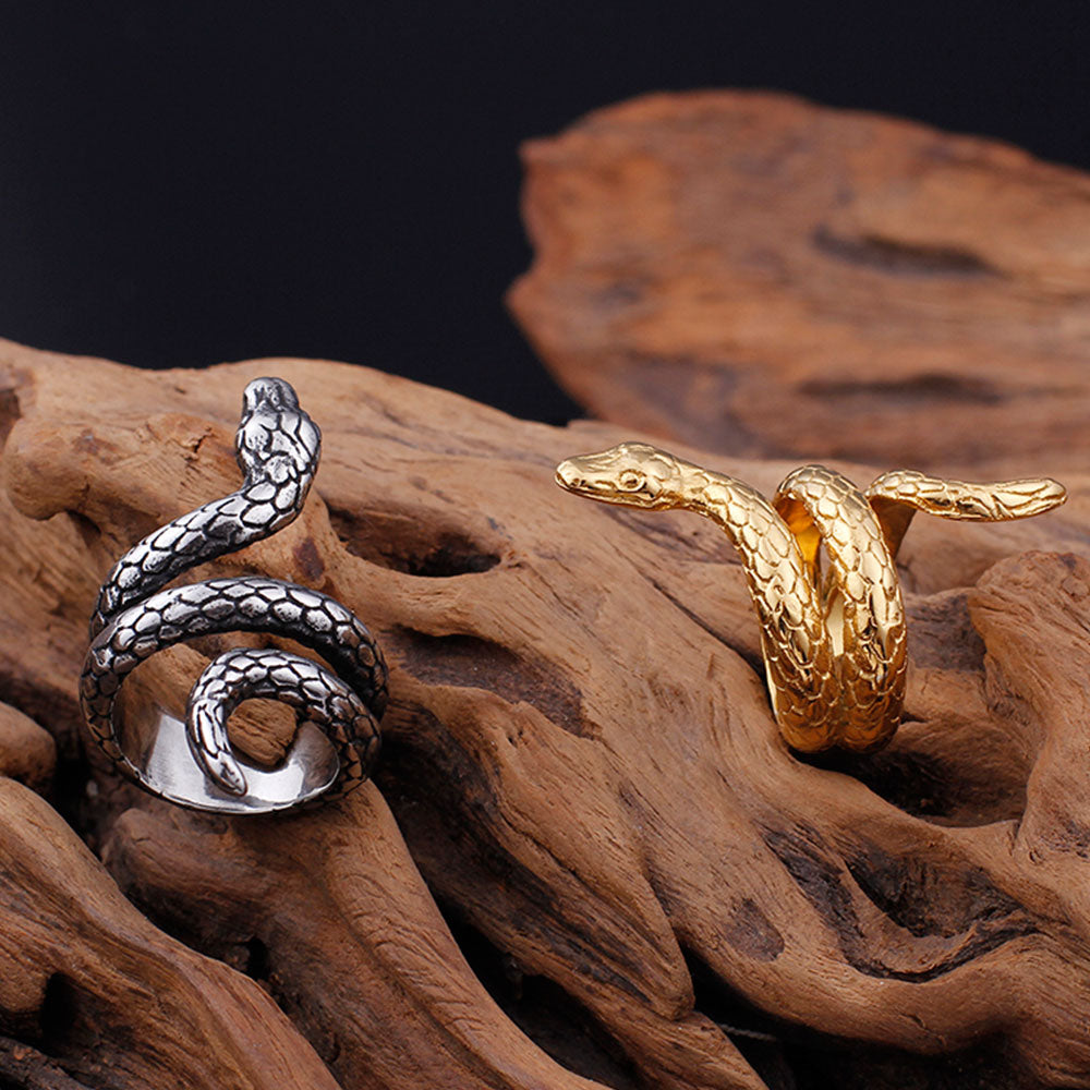 Stainless Steel Snake Ring in Yellow or White Color , Snake band
