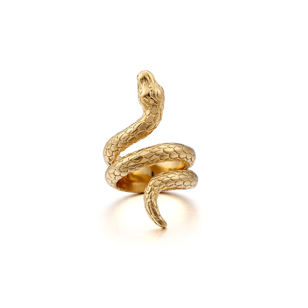 Stainless Steel Snake Ring in Yellow or White Color , Snake band ring ...