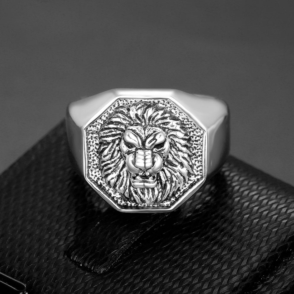 HEXAGON LION HEAD SIGNET RING by seven50 – SEVEN50