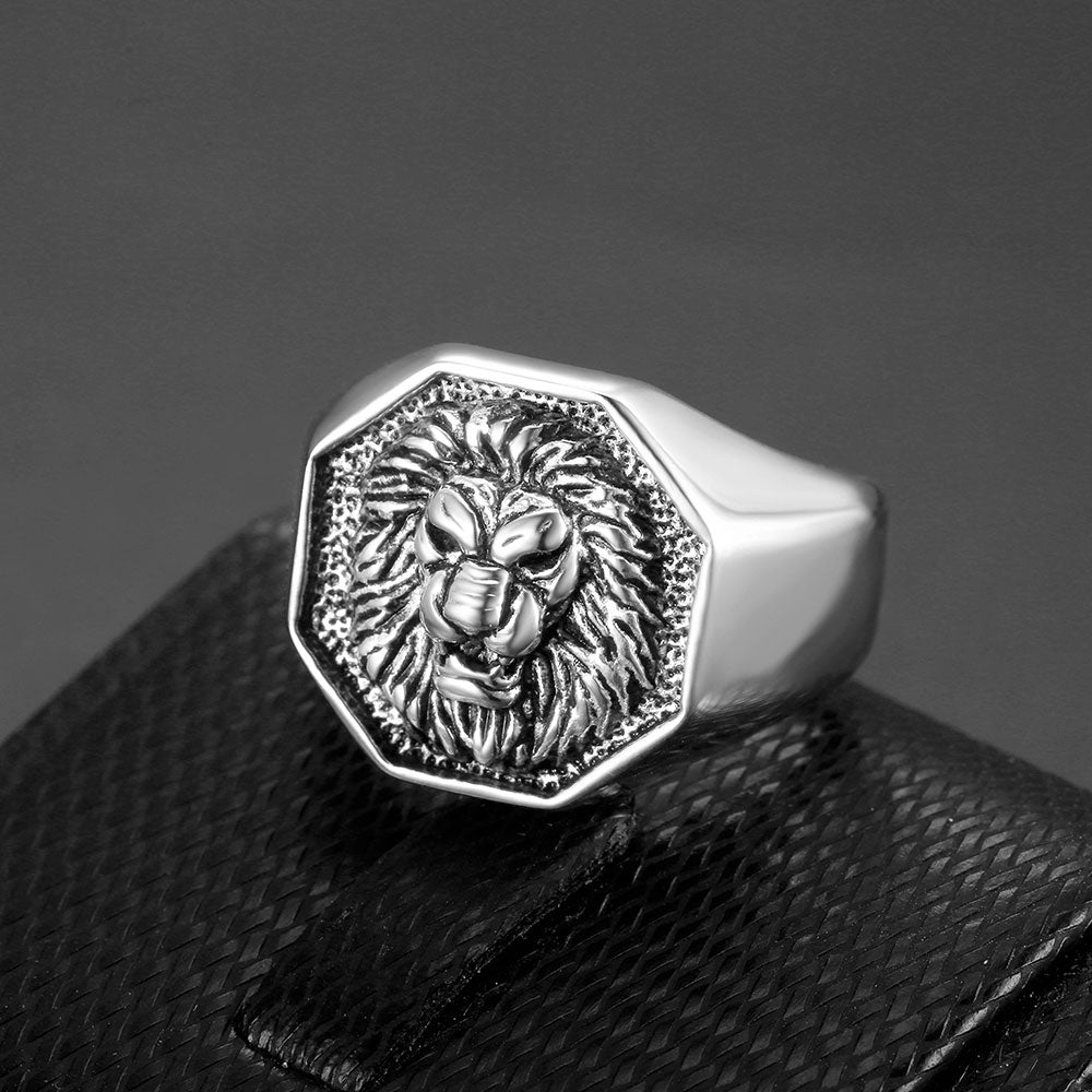 HEXAGON LION HEAD SIGNET RING by seven50 – SEVEN50