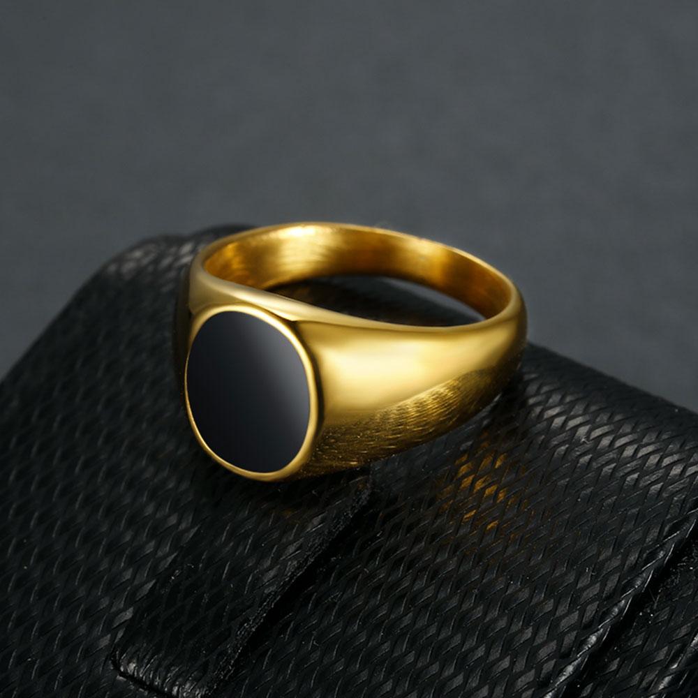 MINI OVAL BLACK SIGNET RING in stainless steel BY SEVEN50 – SEVEN50