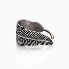 Feather Ring / Fede Feather Ring / Made in Italy sterling silver feather ring , men's feather ring / aged sterling silver feather ring Active