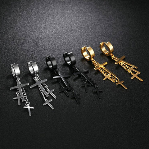 stainless-steel-men-women-triple-cross-pendant-hoop-earrings-by-seven50-2