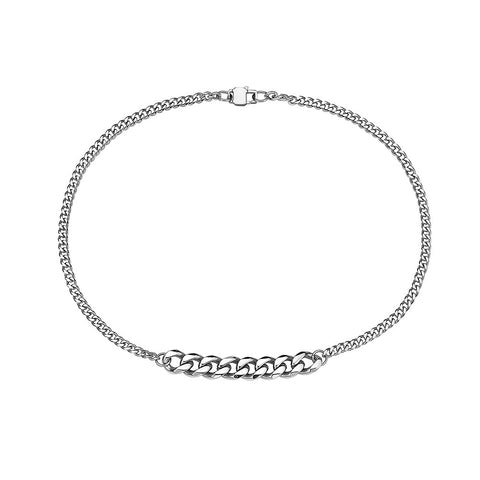 2 SIZES MIAMI CUBAN LINK ( 4 MM + 9MM ) STAINLESS STEEL CHOKER STACKEABLE NECKLACE