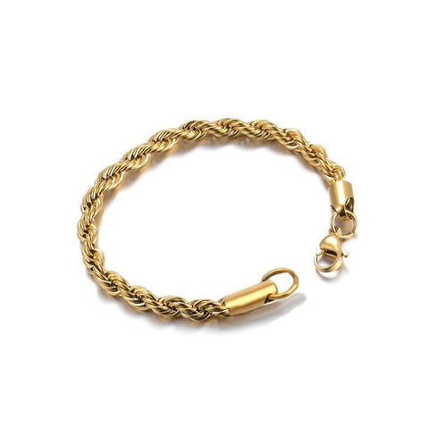 4MM YELLOW TWISTED WRIST ROPE CHAIN BRACELET
